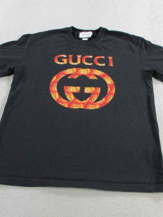 Gucci Other - Gucci T Shirt Adult Medium Black Orange Tiger Logo Interlock Graphic Print Tee